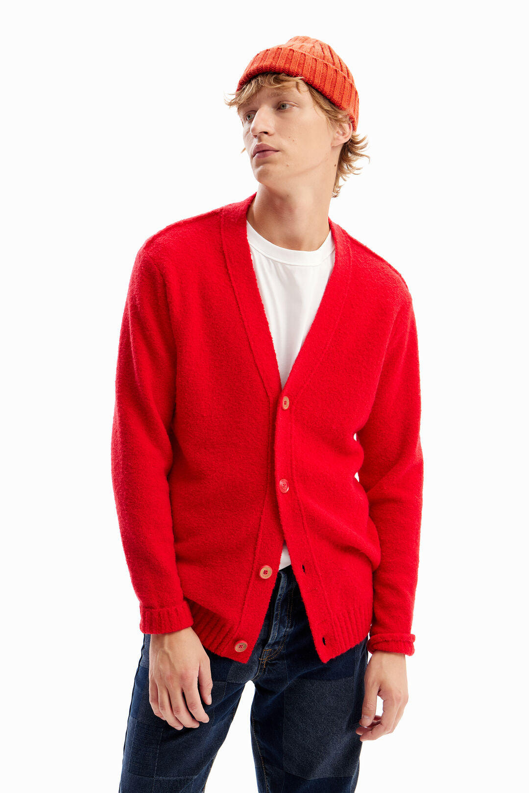 Men's Red Cardigan