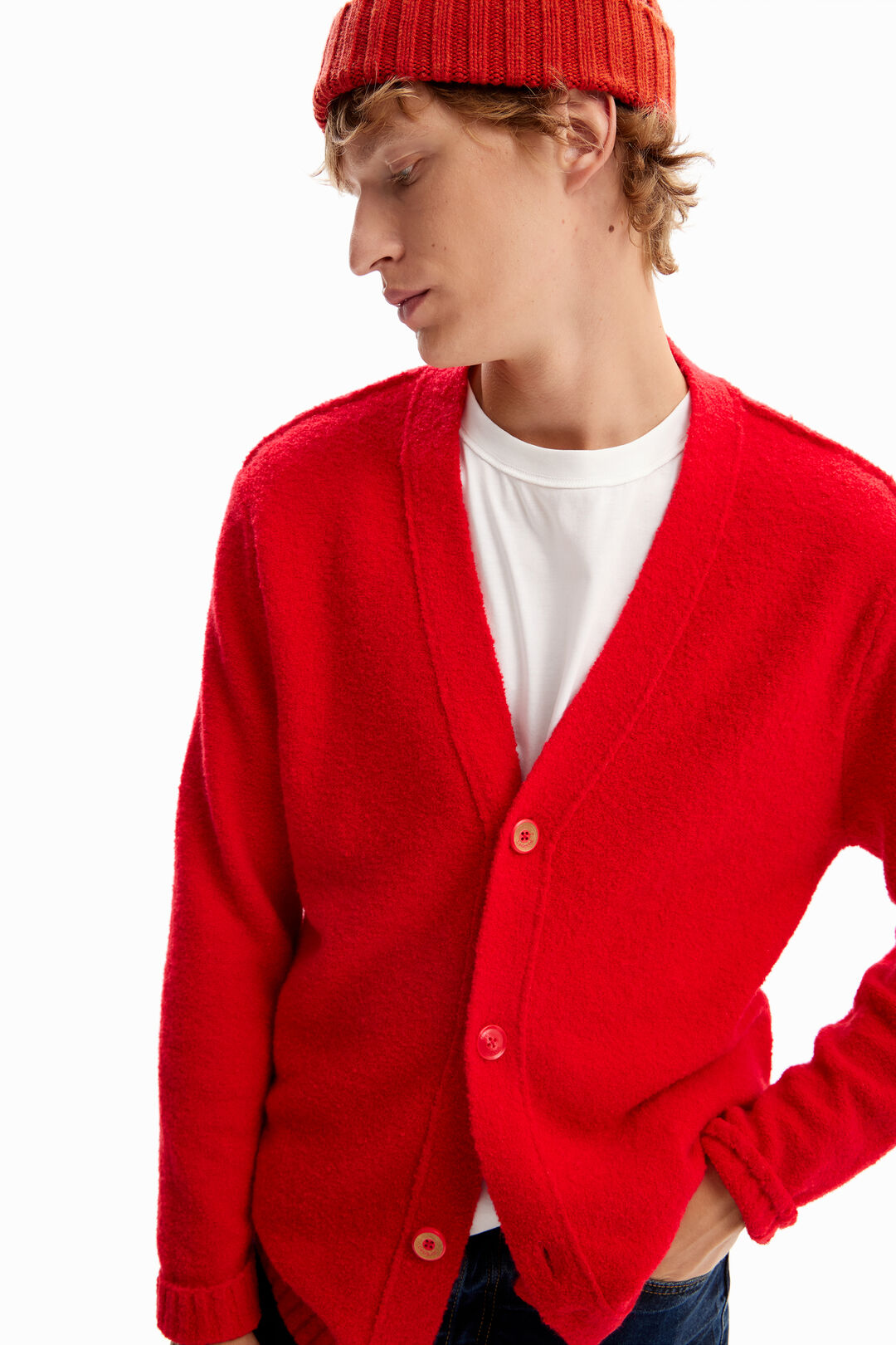 Men's Red Cardigan