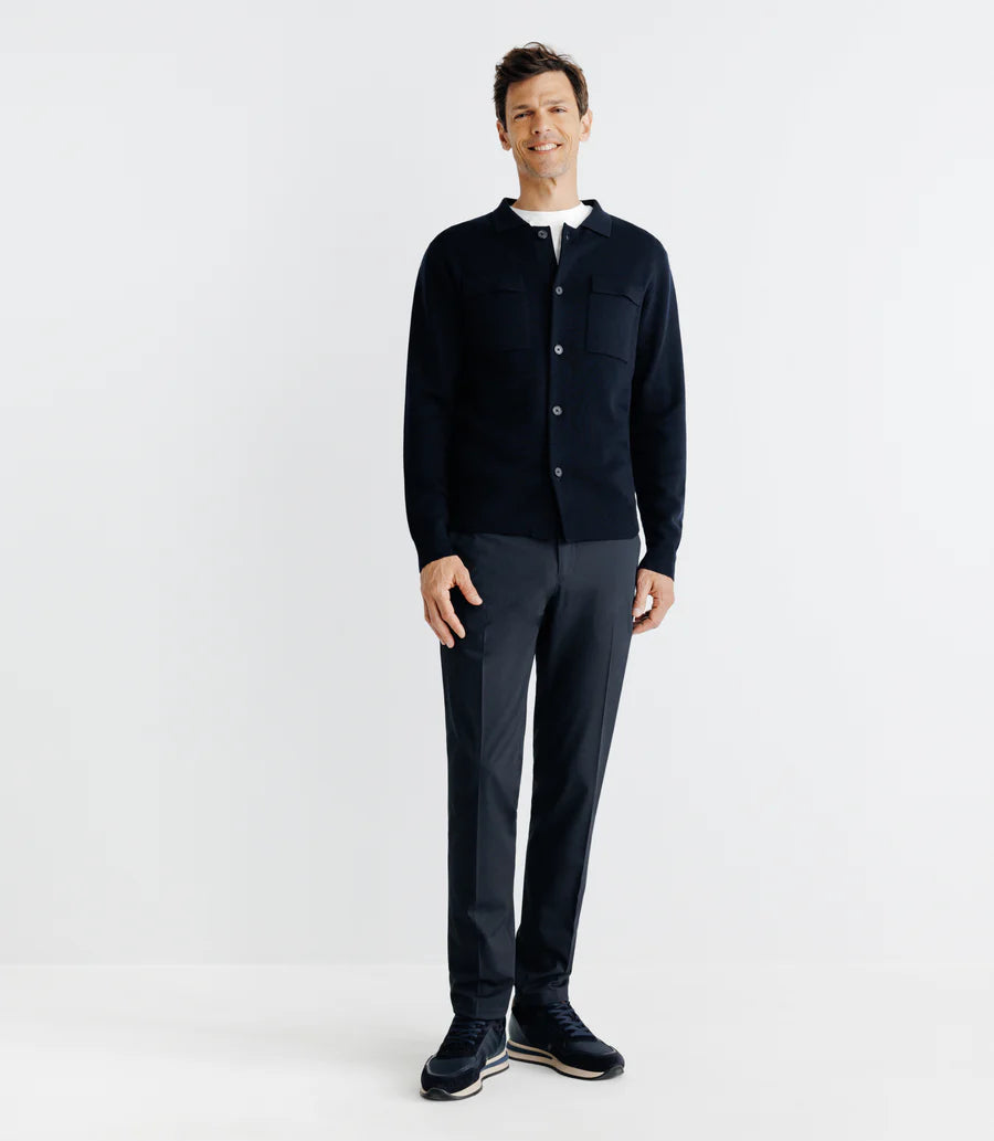 Men's Collared Navy Cardigan