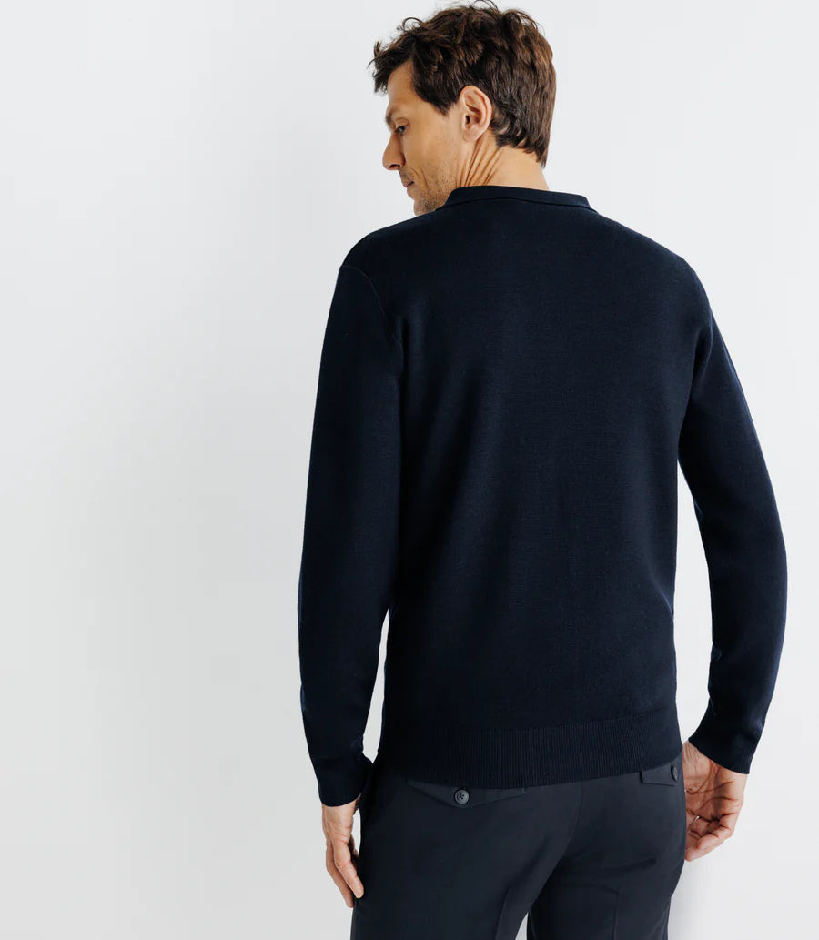 Men's Collared Navy Cardigan