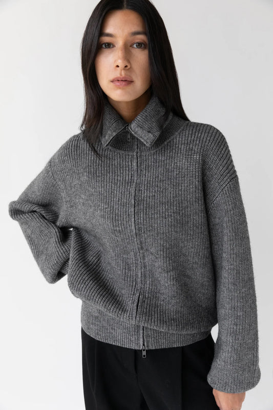 Women's Grey Zip up Cardigan