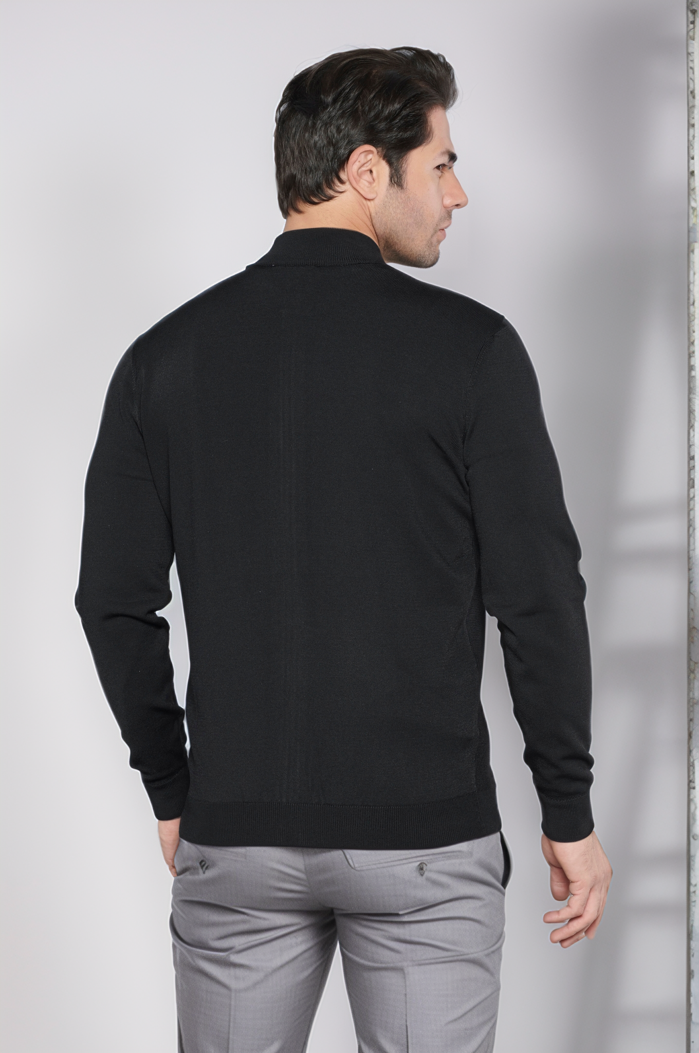 Men's Zipper Black Cardigan